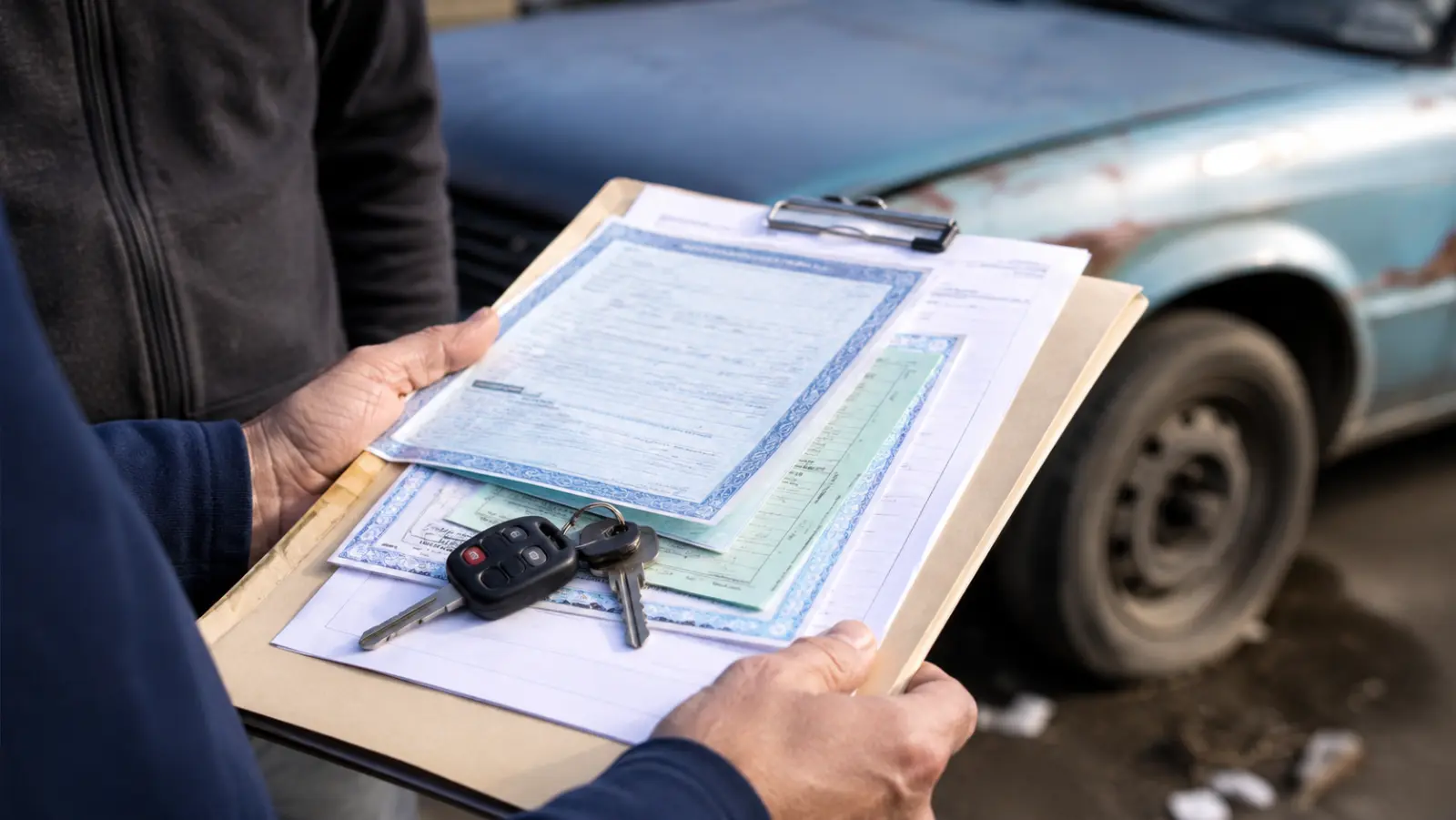The featured image for a Chesterfield Auto Parts blog titled Selling a Car to a Salvage Yard Without a Title in Virginia