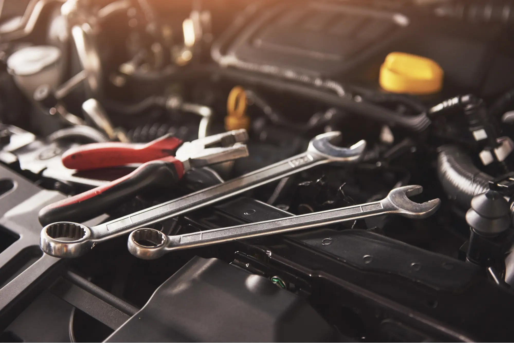Tools inside engine bay
