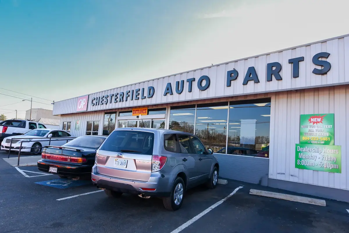 Front of Chesterfield Auto Parts building