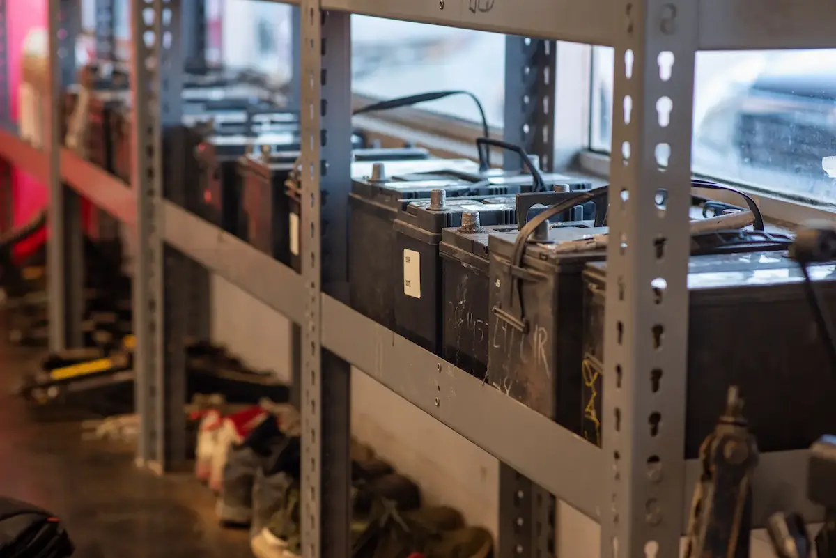 Row of car batteries